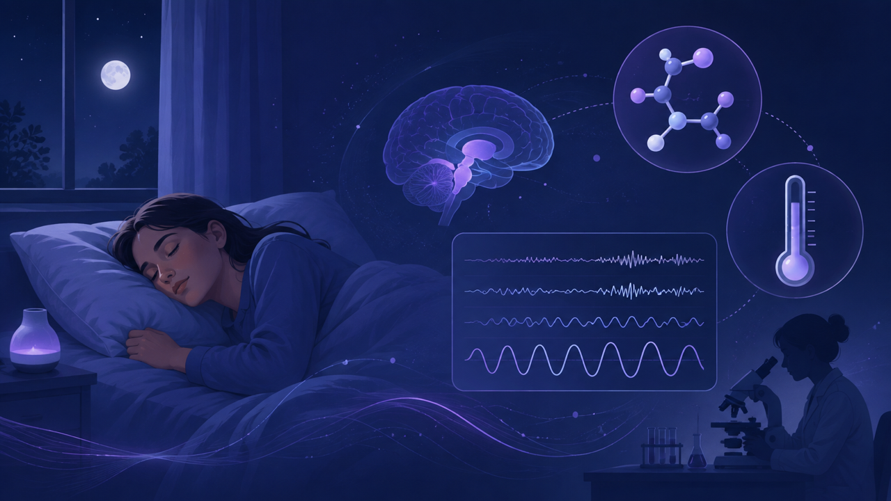 グリシンと睡眠について研究する様子を表したイラスト