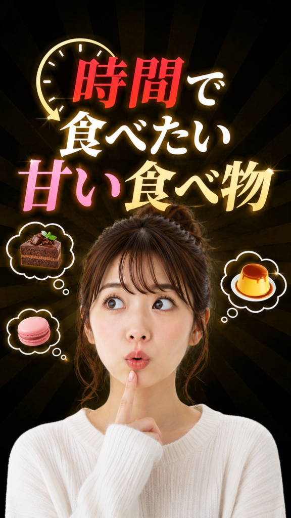 20代女性がいつ甘いものを食べるか悩んでいる画像