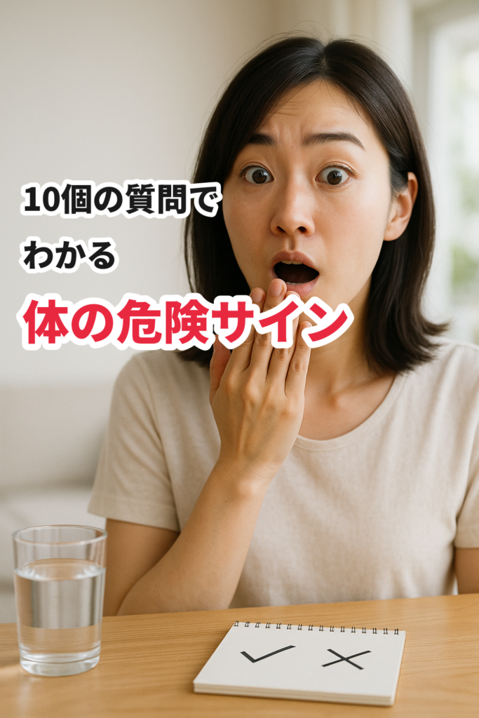 「10個の質問でわかる 体の危険サイン」と表示された水分補給セルフチェックのサムネイル